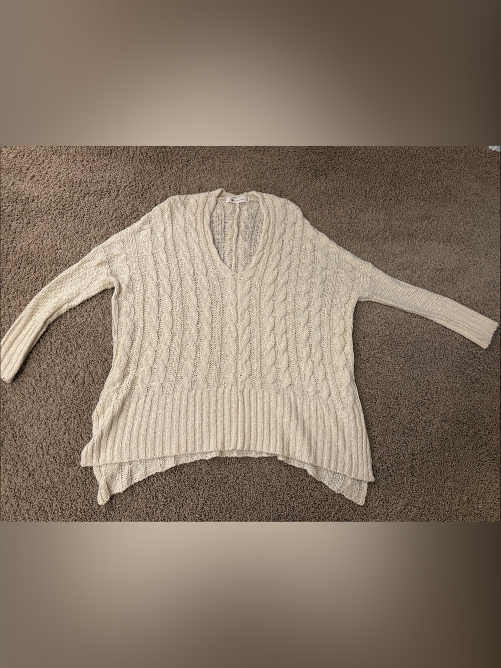The Impeccable Pig Cream Cable Knit Scoop Sweater